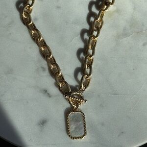 Ettika Chunky Gold Chain Pearl Pendant Necklace